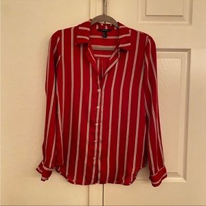 Forever 21 long sleeve satin silk like button down shirt